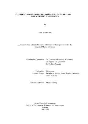 Investigation of anaerobic baffled septic tank abr for domestic wastewater a research study submitted in partial fulfillment of the requirements for the degree of master of science