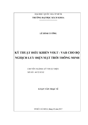 Luận văn thạc sĩ kỹ thuật điện kỹ thuật điều khiển voltvar cho bộ nghịch lưu điện mặt trời thông minh