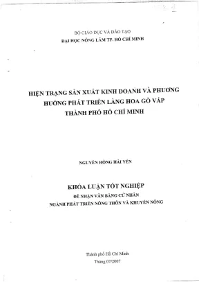 Khóa luận tốt nghiệp phát triển nông thôn hiện trạng sản xuất kinh doanh và phương hướng phát triển làng hoa gò vấp thành phố hồ chí minh