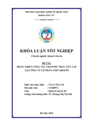 Hoàn thiện công tác tham dự thầu xây lắp tại công ty cổ phần gmp groups