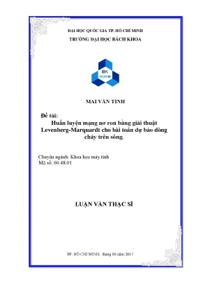 Luận văn thạc sĩ khoa học máy tính huấn luyện mạng nơ ron bằng giải thuật levenbergmarquardt cho bài toán dự báo dòng chảy trên sông
