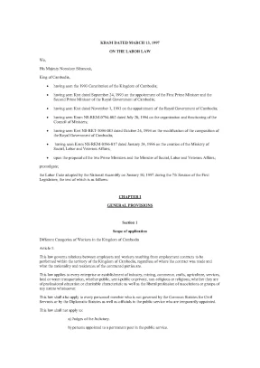 Labour law of cambodia 1997
