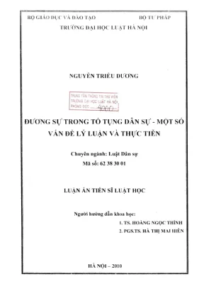 Luận án tiến sĩ luật học đương sự trong tố tụng dân sự một số vấn đề lý luận và thực tiễn