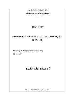 Luận văn thạc sĩ quản lý xây dựng mô hình lựa chọn nhà thầu thi công dự án đường bộ