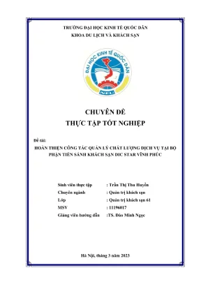 Chuyên đề thực tập hoàn thiện công tác quản lý chất lượng dịch vụ tại bộ phận tiền sảnh khách sạn dic star vĩnh phúc