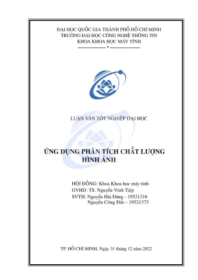 Khóa luận tốt nghiệp khoa học máy tính ứng dụng phân tích chất lượng hình ảnh