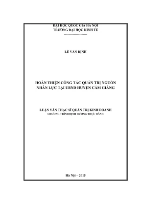 Luận văn thạc sĩ quản trị kinh doanh hoàn thiện công tác quản trị nguồn nhân lực tại ubnd huyện cẩm giàng