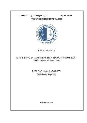 Luận văn thạc sĩ luật học khởi kiện vụ án hành chính trên địa bàn tỉnh đắk lắk thực trạng và giải pháp