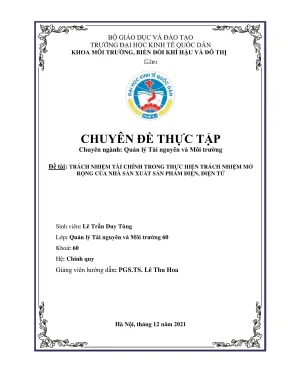 Chuyên đề thực tập trách nhiệm tài chính trong thực hiện trách nhiệm mở rộng của nhà sản xuất sản phẩm điện điện tử