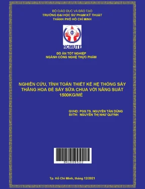 Nghiên cứu tính toán thiết kế hệ thống sấy thăng hoa để sấy sữa chua với năng suất 1500kg mẻ