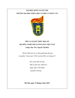 Tiểu luận em hãy phân tích việc sử dụng nghệ thuật dân gian trong phim song lang 2018 của đạo diễn leon quang lê