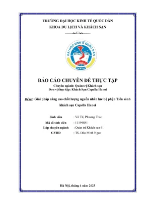 Chuyên đề thực tập giải pháp nâng cao chất lượng nguồn nhân lực bộ phận tiền sảnh khách sạn capella hanoi