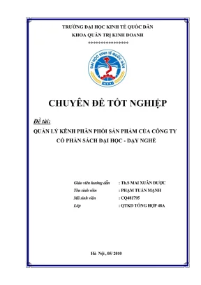 Chuyên đề tốt nghiệp quản lý kênh phân phối sản phẩm của công ty cổ phần sách đại học dạy nghề