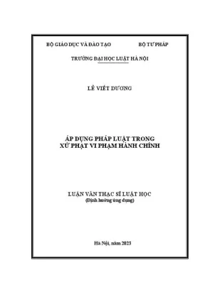 Luận văn thạc sĩ luật học áp dụng pháp luật trong xử phạt vi phạm hành chính