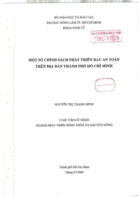 Khóa luận tốt nghiệp phát triển nông thôn một số chính sách phát triển rau an toàn trên địa bàn tp hcm