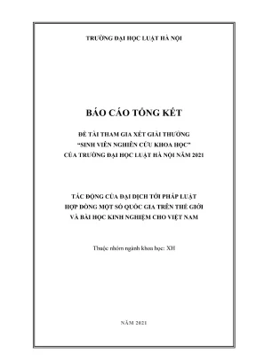 Đề tài sinh viên nghiên cứu khoa học tác động của đại dịch tới pháp luật hợp đồng một số quốc gia trên thế giới và bài học kinh nghiệm cho việt nam