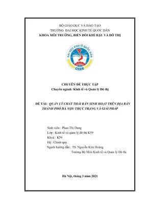 Chuyên đề thực tập quản lý chất thải rắn sinh hoạt trên địa bàn thành phố hà nội thực trạng và giải pháp