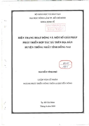 Khóa luận tốt nghiệp phát triển nông thôn hiện trạng hoạt động và một số giải pháp phát triển hợp tác xã trên địa bàn huyện thống nhất tỉnh đồng nai