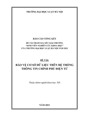 Đề tài sinh viên nghiên cứu khoa học bảo vệ cơ sở dữ liệu trên hệ thống thông tin chính phủ điện tử