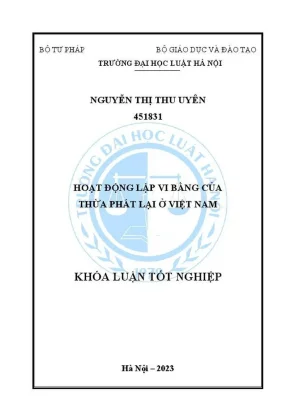 Khóa luận tốt nghiệp hoạt động lập vi bằng của thừa phát lại ở việt nam