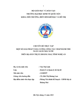 Chuyên đề thực tập một số giải pháp tăng cường công tác thực hiện thu ngân sách nhà nước trên địa bàn thị xã hoàng mai tỉnh nghệ an