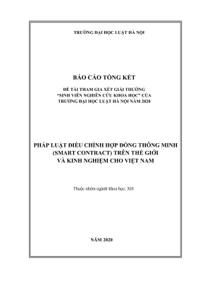 Đề tài sinh viên nghiên cứu khoa học pháp luật điều chỉnh hợp đồng thông minh smart contract trên thế giới và kinh nghiệm cho việt nam
