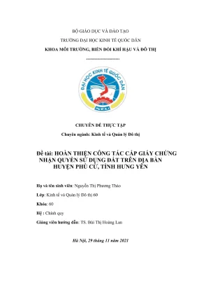 Chuyên đề thực tập hoàn thiện công tác cấp giấy chứng nhận quyền sử dụng đất trên địa bàn huyện phù cừ tỉnh hưng yên