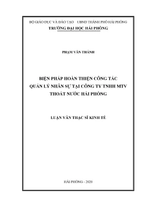 Luận văn thạc sĩ quản lý kinh tế biện pháp hoàn thiện công tác quản lý nhân sự tại công ty tnhh mtv thoát nước hải phòng