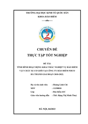 Tình hình hoạt động khai thác nghiệp vụ bảo hiểm vật chất xe cơ giới tại công ty bảo hiểm pjico hà thành giai đoạn 2018 2022