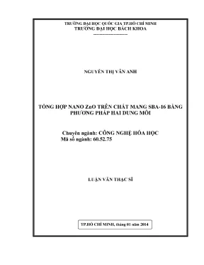 Luận văn thạc sĩ công nghệ hóa học tổng hợp nano zno trên chất mang sba 16 bằng phương pháp hai dung môi