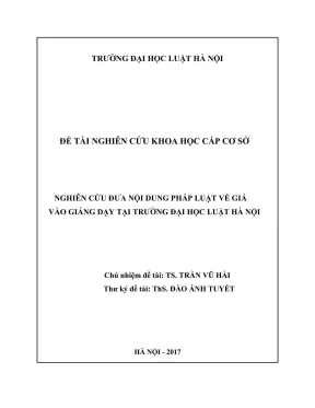 Đề tài nghiên cứu khoa học cấp cơ sở nghiên cứu đưa nội dung pháp luật về giá vào giảng dạy tại trường đại học luật hà nội