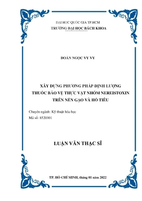 Luận văn thạc sĩ kỹ thuật hóa học xây dựng phương pháp định lượng thuốc bảo vệ thực vật nhóm nereistoxin trên nền gạo và hồ tiêu