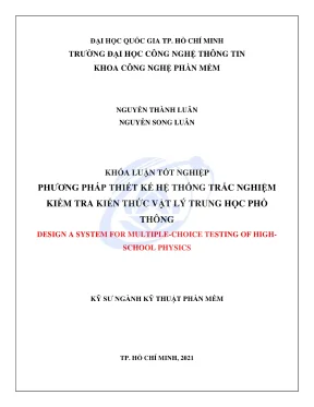 Khóa luận tốt nghiệp kỹ thuật phần mềm phương pháp thiết kế hệ thống trắc nghiệm kiểm tra kiến thức vật lý thpt