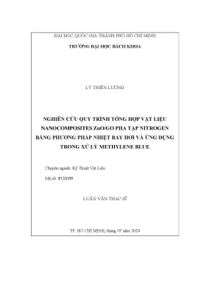 Luận văn thạc sĩ kỹ thuật hóa học nghiên cứu quy trình tổng hợp vật liệu nanocomposites znogo pha tạp nitrogen bằng phương pháp nhiệt bay hơi và ứng dụng trong xử lý methylene blue