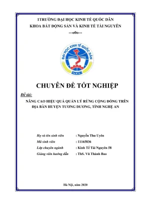 Nâng cao hiệu quả quản lý rừng cộng đồng tại huyện tương dương tỉnh nghệ an