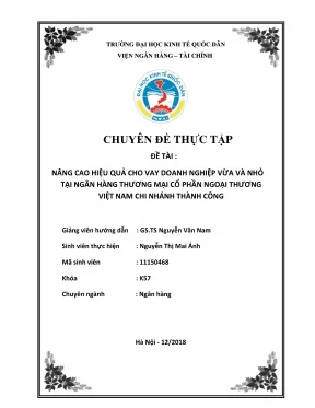 Chuyên đề thực tập nâng cao hiệu quả cho vay đối với doanh nghiệp vừa và nhỏ tại ngân hàng thương mại cổ phần ngoại thương việt nam chi nhánh thành công