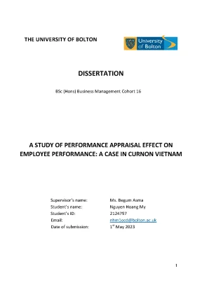 A study of performance appraisal effect on employee performance a case in curnon vietnam