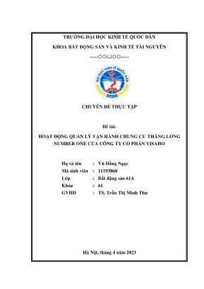 Chuyên đề thực tập hoạt động quản lý vận hành chung cư thăng long number one của công ty cổ phần visaho