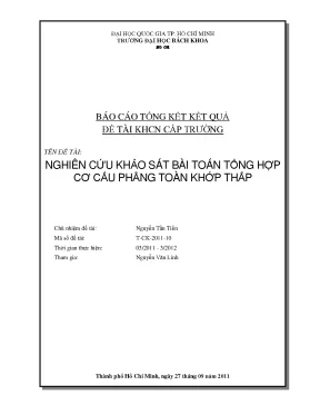Đề tài nghiên cứu khoa học cấp trường nghiên cứu khảo sát bài toán tổng hợp cơ cấu phẳng toàn khớp thấp