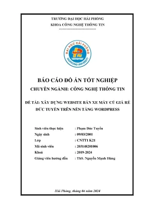 Khóa luận tốt nghiệp công nghệ thông tin xây dựng website bán xe máy cũ giá rẻ đức tuyền trên nền tảng wordpress