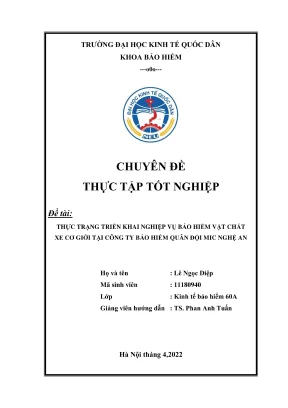 Chuyên đề thực tập tốt nghiệp thực trạng triển khai nghiệp vụ bảo hiểm vật chất xe cơ giới tại công ty bảo hiểm quân đội mic nghệ an