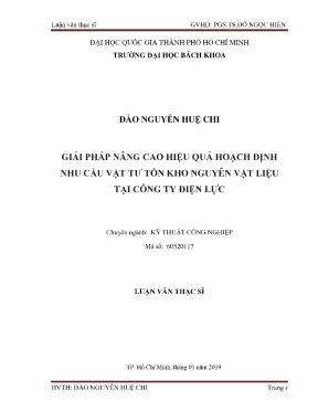 Luận văn thạc sĩ kỹ thuật công nghiệp giải pháp nâng cao hiệu quả hoạch định nhu cầu vật tư tồn kho nguyên vật liệu tại công ty điện lực