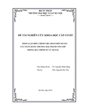 Đề tài nghiên cứu khoa học cấp trường pháp luật điều chỉnh việc hoán đổi nợ xấu của ngân hàng thương mại thành vốn góp trong quá trình xử lý nợ xấu