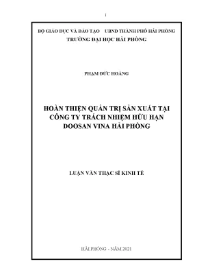 Luận văn thạc sĩ quản trị kinh doanh hoàn thiện quản trị sản xuất tại công ty trách nhiệm hữu hạn doosan vina hải phòng