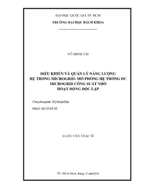 Luận văn thạc sĩ kỹ thuật điện điều khiển và quản lý năng lượng hệ thống microgrid mô phỏng hệ thống dc microgrid công suất nhỏ hoạt động độc lập