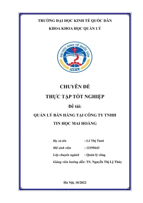 Chuyên đề thực tập tốt nghiệp quản lý bán hàng tại công ty tnhh tin học mai hoàng