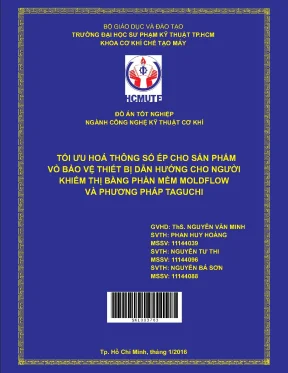 Tối ưu hóa các thông số đầu vào quá trình phun ép nhựa với phần mềm modex 3d bằng phương pháp taguchi