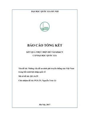 Đề tài nghiên cứu khoa học những vấn đề an ninh phi truyền thống của việt nam trong bối cảnh hội nhập quốc tế