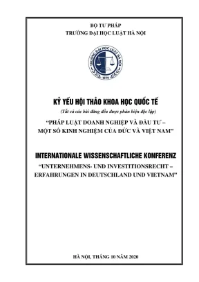 Kỷ yếu hội thảo khoa học quốc tế pháp luật doanh nghiệp và đầu tư một số kinh nghiệm của đức và việt nam