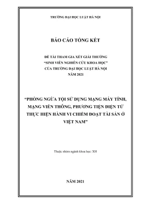 Đề tài sinh viên nghiên cứu khoa học phòng ngừa tội sử dụng mạng máy tính mạng viễn thông phương tiện điện tử thực hiện hành vi chiếm đoạt tài sản ở việt nam